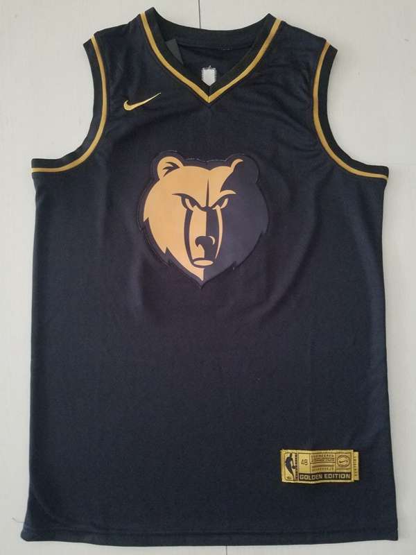 2020 Memphis Grizzlies MORANT #12 Black Gold Basketball Jersey (Stitched)