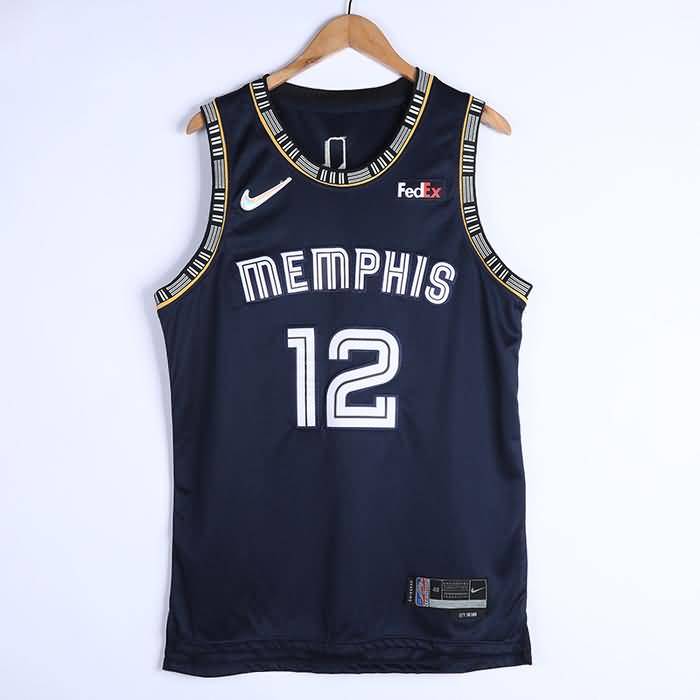 21/22 Memphis Grizzlies MORANT #12 Dark Blue City Basketball Jersey (Stitched)