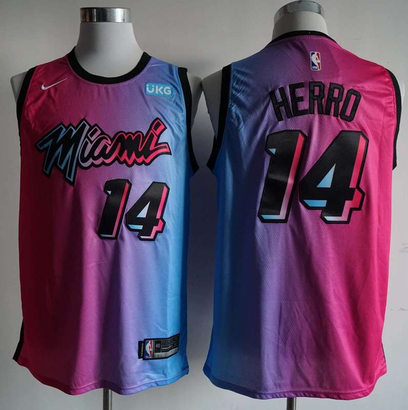 20/21 Miami Heat HERRO #14 Pink Blue City Basketball Jersey (Stitched)