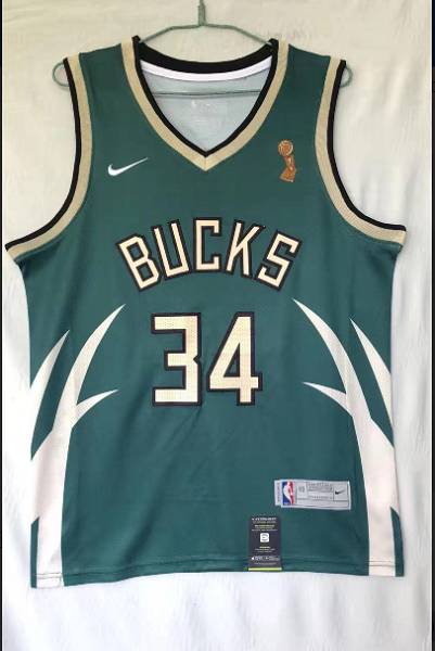 20/21 Milwaukee Bucks ANTETOKOUNMPO #34 Green Champion Basketball Jersey (Stitched) 02