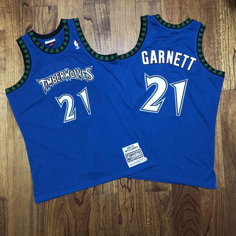 2003/04 Minnesota Timberwolves GARNETT #21 Blue Classics Basketball Jersey (Closely Stitched)