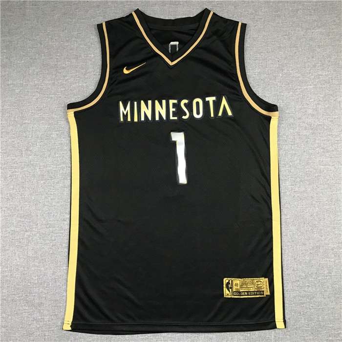 20/21 Minnesota Timberwolves EDWARDS #1 Black Gold Basketball Jersey (Stitched)