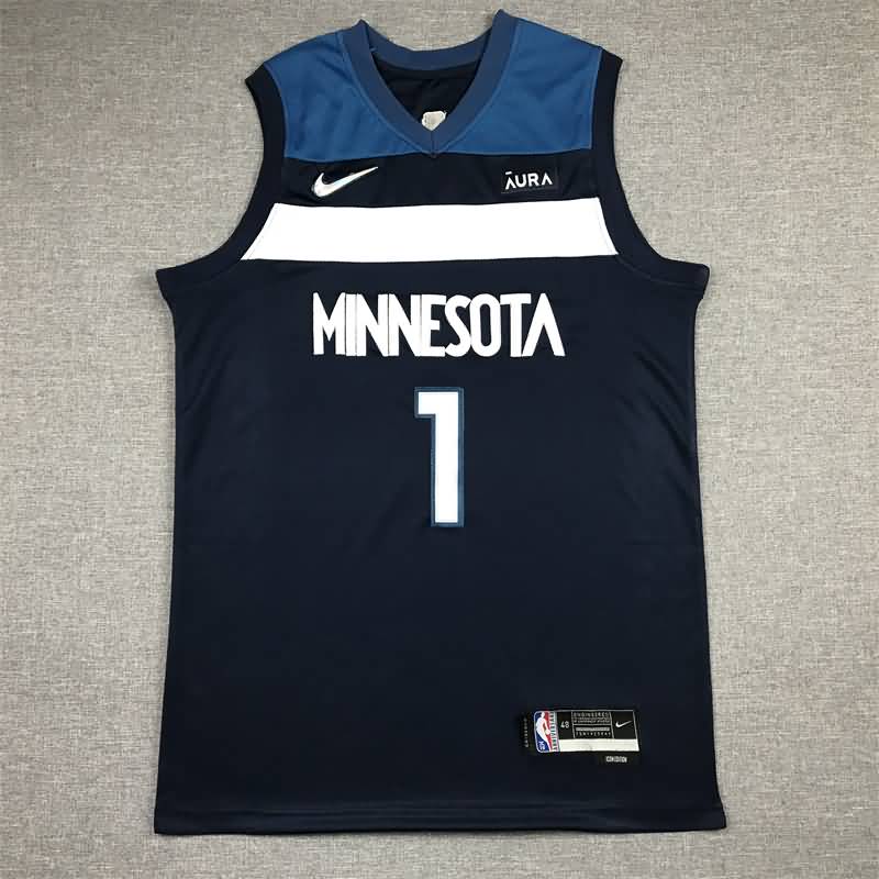 21/22 Minnesota Timberwolves EDWARDS #1 Dark Blue Basketball Jersey (Stitched)