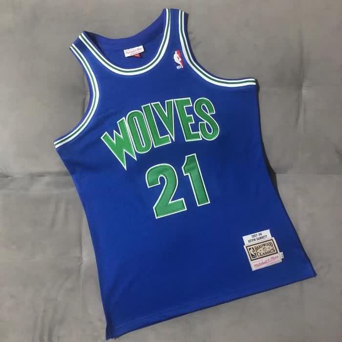 1995/96 Minnesota Timberwolves GARNETT #21 Blue Classics Basketball Jersey (Closely Stitched)