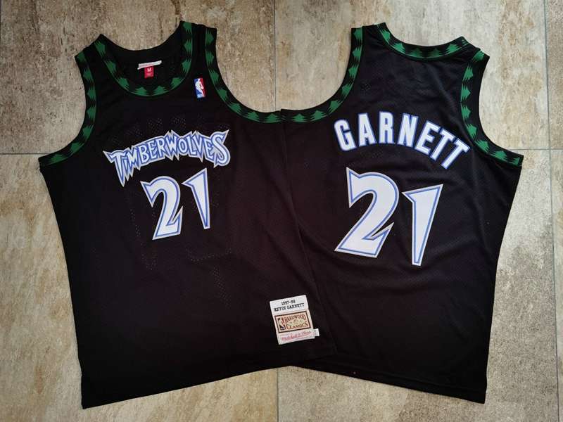 1997/98 Minnesota Timberwolves GARNETT #21 Black Classics Basketball Jersey (Closely Stitched)