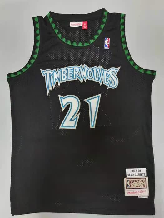 1997/98 Minnesota Timberwolves GARNETT #21 Black Classics Basketball Jersey (Stitched)