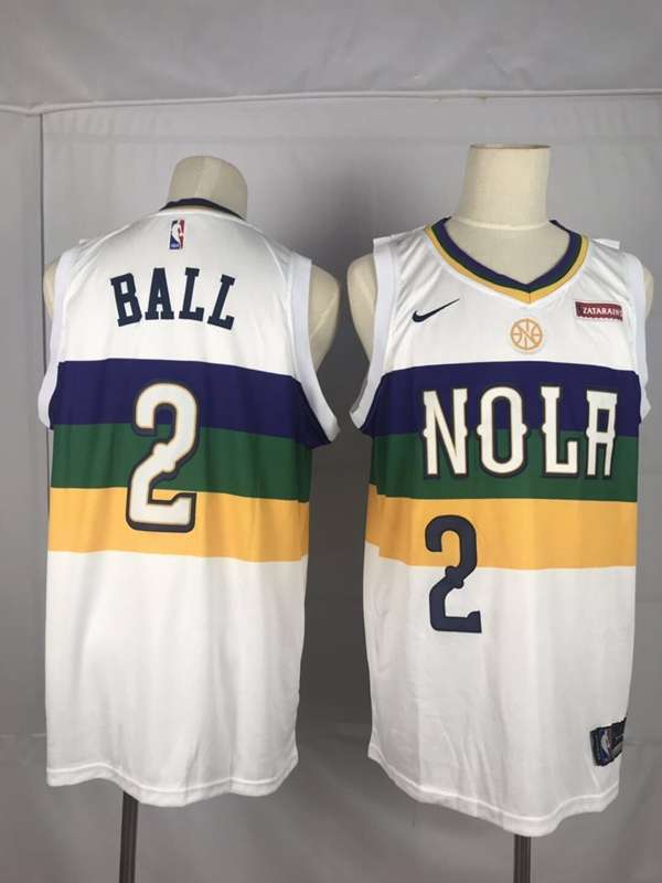 New Orleans Pelicans BALL #2 White City Basketball Jersey (Stitched)