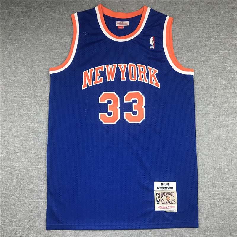 1991/92 New York Knicks EWING #33 Blue Classics Basketball Jersey (Stitched)
