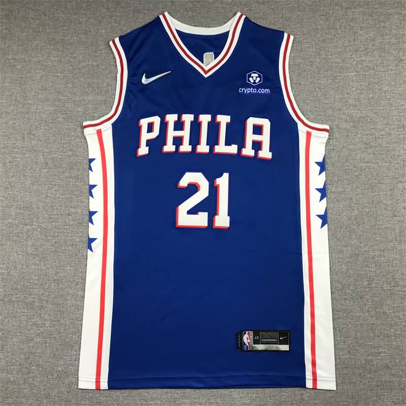 21/22 Philadelphia 76ers EMBIID #21 Blue Basketball Jersey (Stitched)