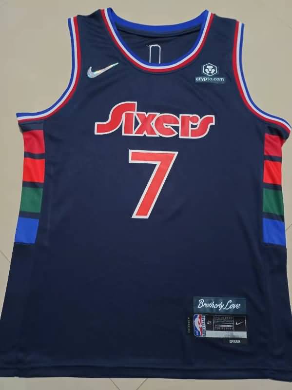 21/22 Philadelphia 76ers JOE #7 Dark Blue City Basketball Jersey (Stitched)