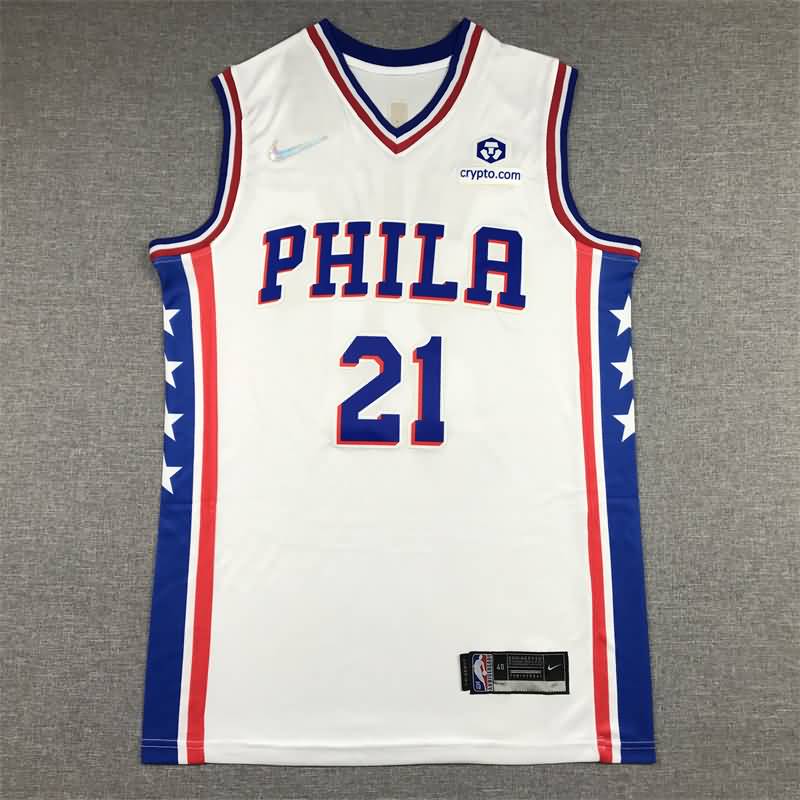 21/22 Philadelphia 76ers EMBIID #21 White Basketball Jersey (Stitched)