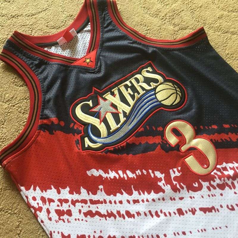 1997/98 Philadelphia 76ers IVERSON #3 Black White Classics Basketball Jersey (Closely Stitched)