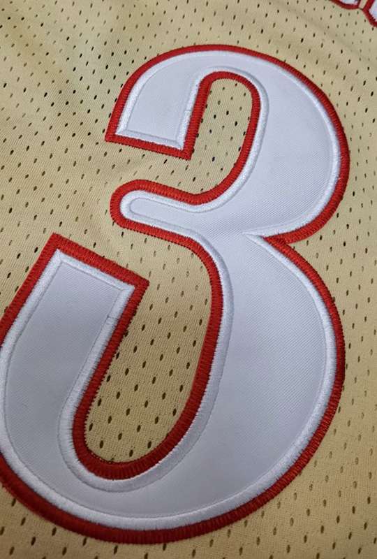1997/98 Philadelphia 76ers IVERSON #3 Gold Classics Basketball Jersey (Closely Stitched)