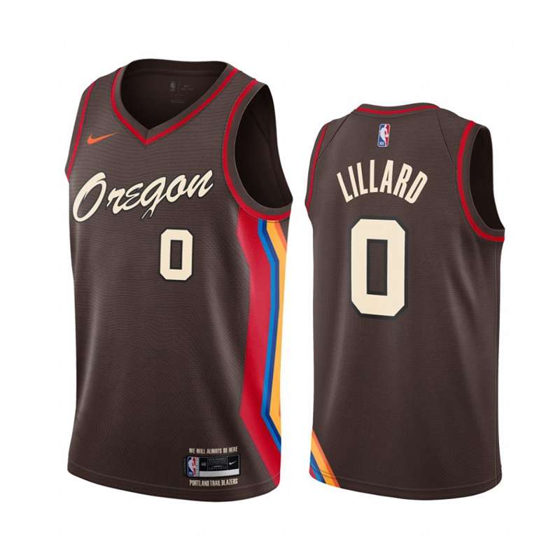 20/21 Portland Trail Blazers LILLARD #0 Brown City Basketball Jersey (Stitched)