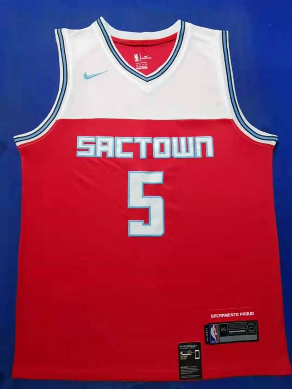 2020 Sacramento Kings FOX #5 Red City Basketball Jersey (Stitched)