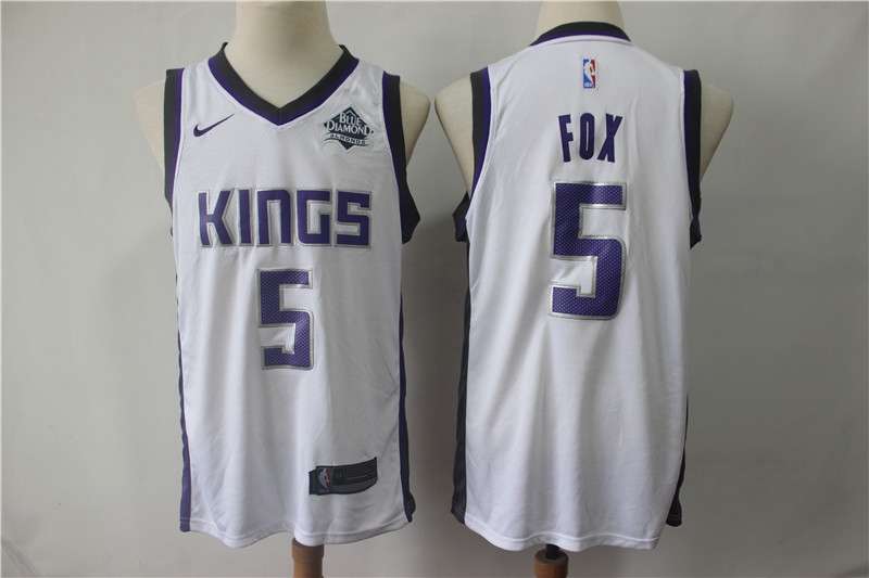 2020 Sacramento Kings FOX #5 White Basketball Jersey (Stitched)