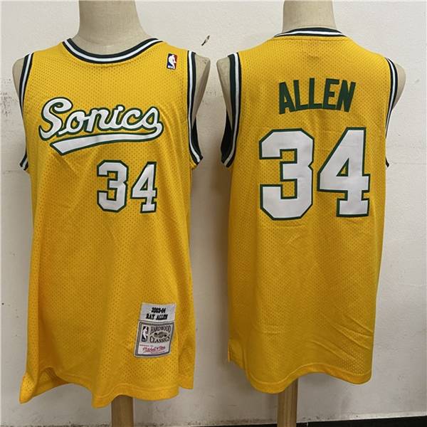 2003/04 Seattle Sounders ALLEN #34 Yellow Classics Basketball Jersey (Stitched)