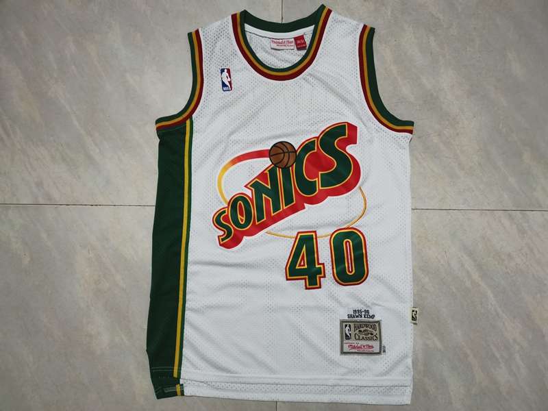 1995/96 Seattle Sounders KEMP #40 White Classics Basketball Jersey (Stitched)
