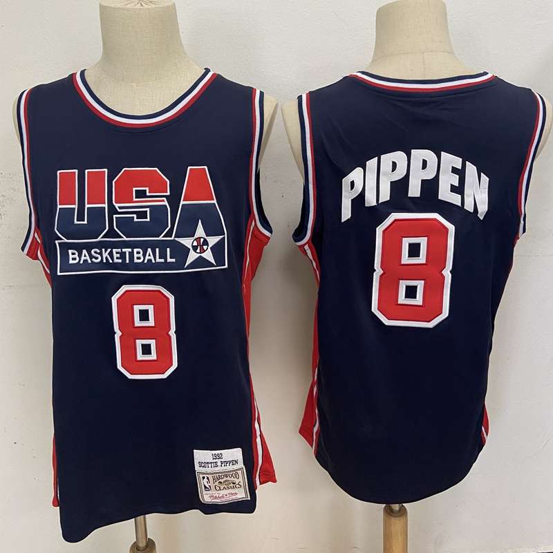 1992 USA PIPPEN #8 Dark Blue Classics Basketball Jersey (Stitched)