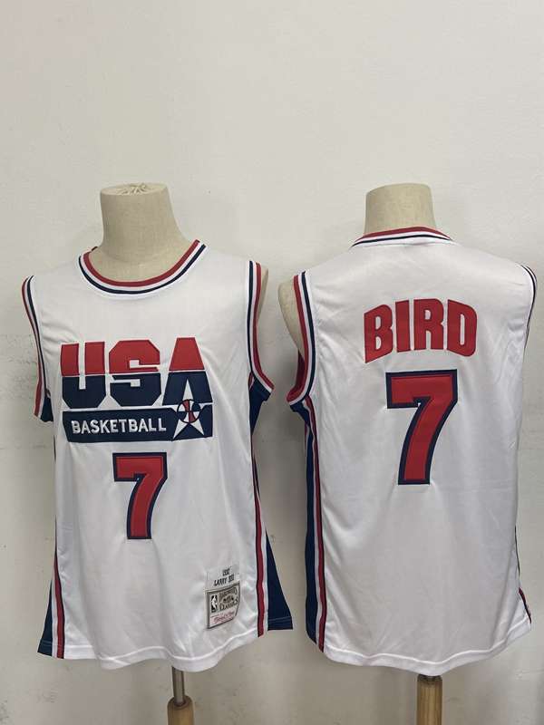 1992 USA BIRD #7 White Classics Basketball Jersey (Stitched)