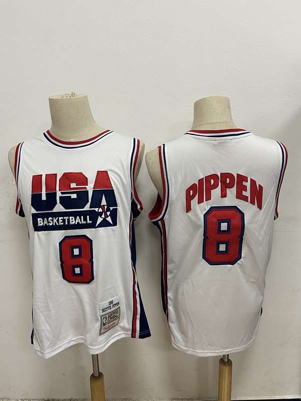 1992 USA PIPPEN #8 White Classics Basketball Jersey (Stitched)