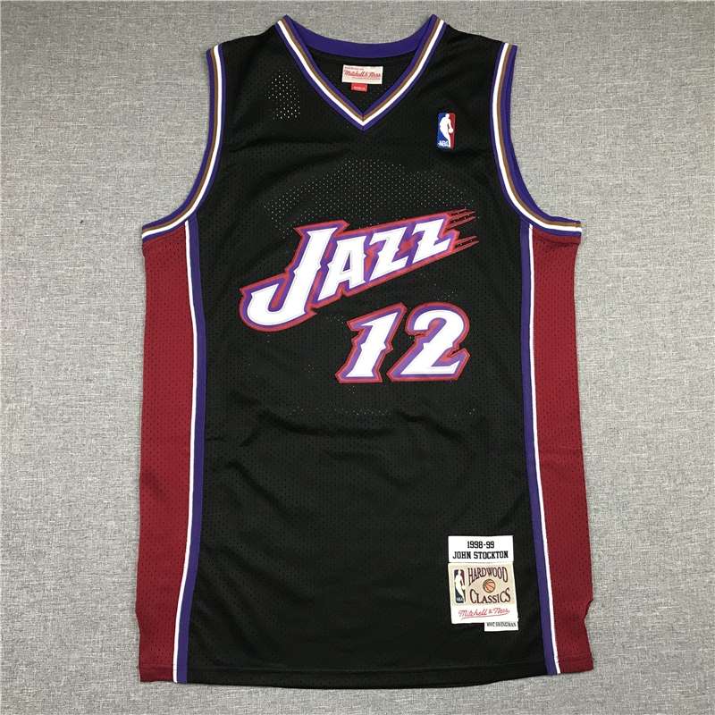 1998/99 Utah Jazz STOCKTON #12 Black Classics Basketball Jersey (Stitched)
