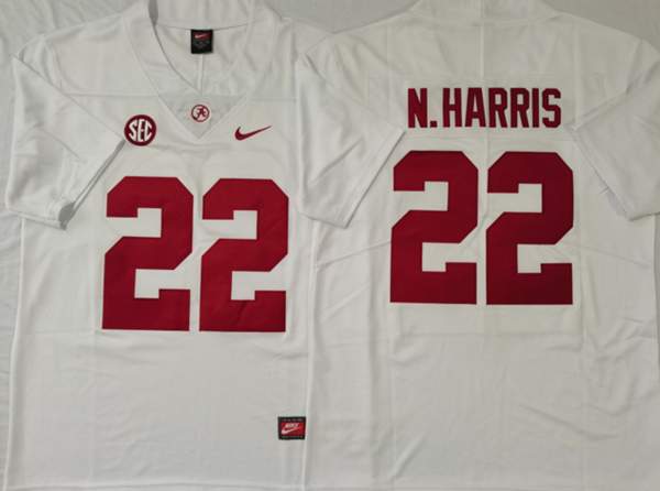 Alabama Crimson Tide N.HARRIS #22 White NCAA Football Jersey