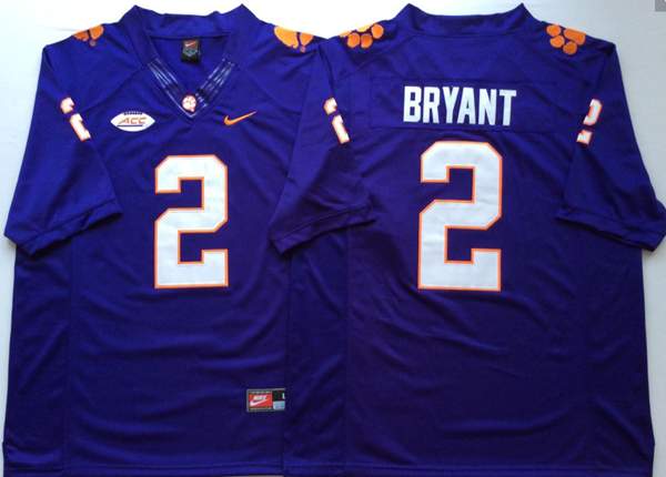 Clemson Tigers BRYANT #2 Purple NCAA Football Jersey
