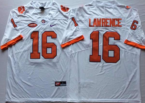 Clemson Tigers LAWRENCE #16 White NCAA Football Jersey