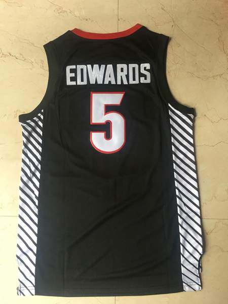 Georgia Bulldogs EDWAROS #5 Black NCAA Basketball Jersey