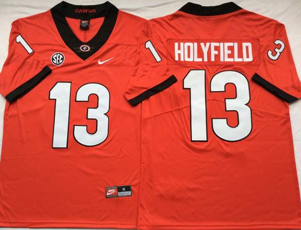 Georgia Bulldogs HOLYFIELD #13 Orange NCAA Football Jersey