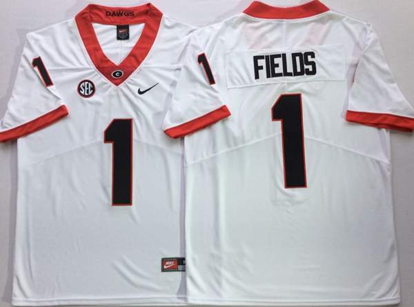 Georgia Bulldogs FIELDS #1 White NCAA Football Jersey