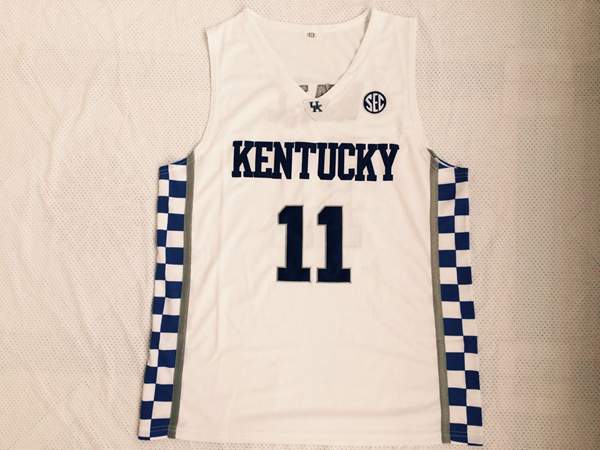 Kentucky Wildcats WALL #11 White NCAA Basketball Jersey