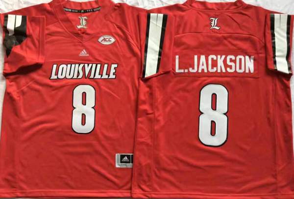 Louisville Cardinals L.JACKSON #8 Red NCAA Football Jersey