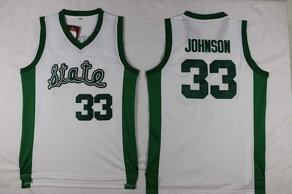 Michigan State Spartans JOHNSON #33 White NCAA Basketball Jersey