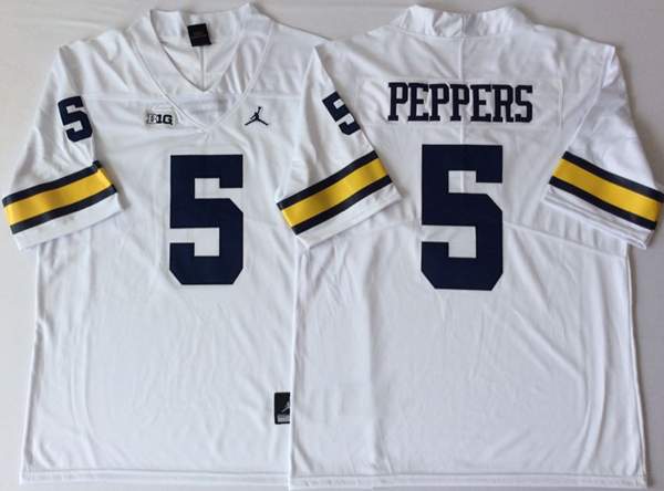 Michigan Wolverines PEPPERS #5 White NCAA Football Jersey