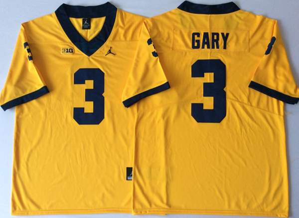 Michigan Wolverines GARY #3 Yellow NCAA Football Jersey