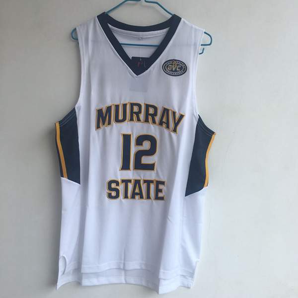 Murray State Racers MORANT #12 White NCAA Basketball Jersey