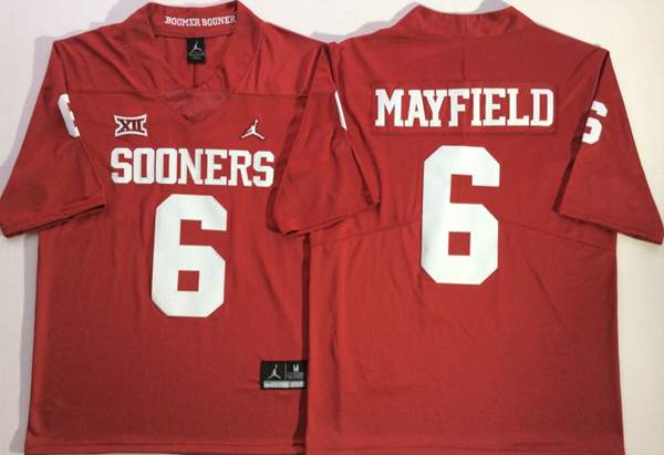Oklahoma Sooners MAYFIELD #6 Red NCAA Football Jersey 02