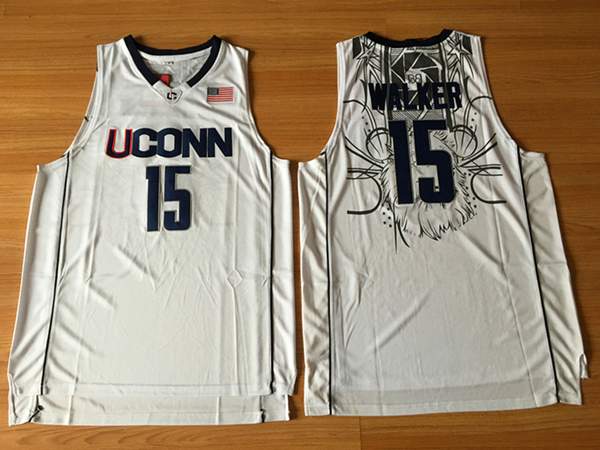 UConn Huskies WALKER #15 White NCAA Basketball Jersey