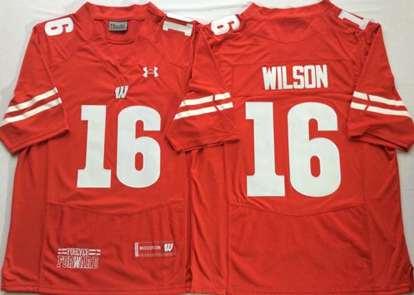Wisconsin Badgers WILSON #16 Red NCAA Football Jersey