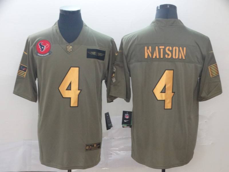 Houston Texans Olive Salute To Service NFL Jersey 02