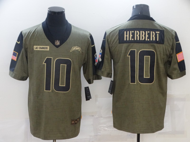 Los Angeles Chargers Olive Salute To Service NFL Jersey