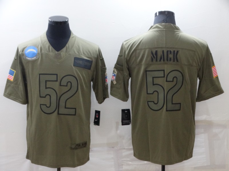 Los Angeles Chargers Olive Salute To Service NFL Jersey 03