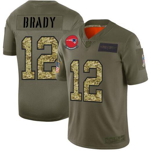 New England Patriots Olive Salute To Service NFL Jersey 03