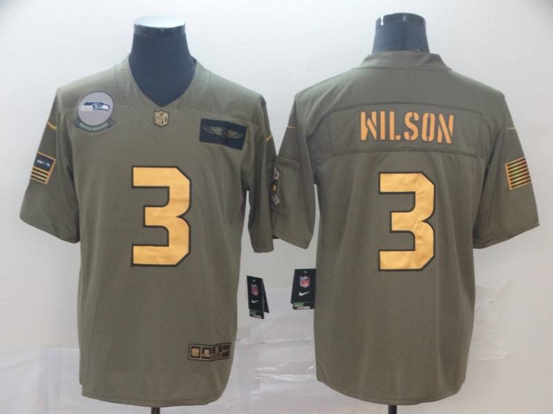 Seattle Seahawks Olive Salute To Service NFL Jersey 04