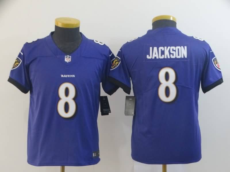 Kids Baltimore Ravens JACKSON #8 Purple NFL Jersey