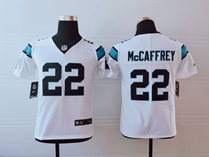 Kids Carolina Panthers MCCAFFREY #22 White NFL Jersey