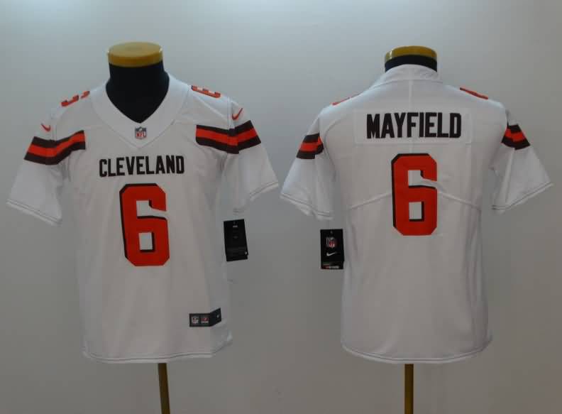 Kids Cleveland Browns MAYFIELD #6 White NFL Jersey