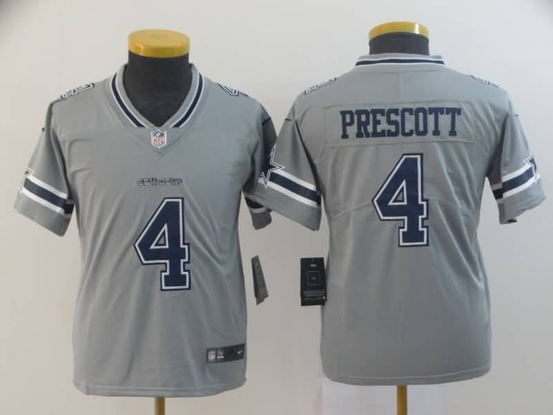 Kids Dallas Cowboys PRESCOTT #4 Grey Inverted Legend NFL Jersey